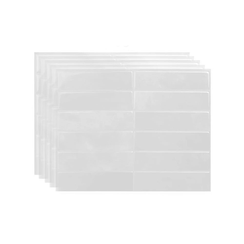 Peel-and-stick backsplash tile sheets, white glossy 3D mosaic grid stack