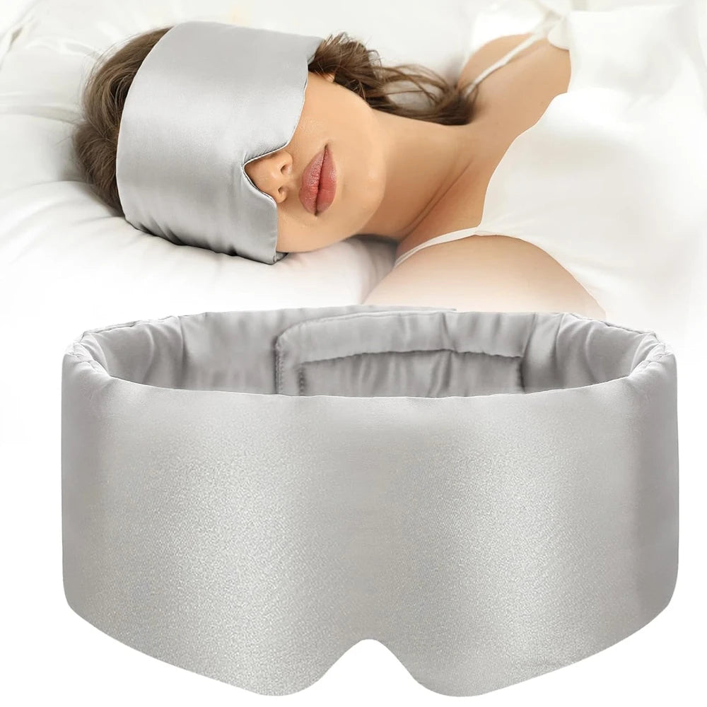100% Mulberry Silk Sleep Mask Soft Padded Eyemask Eyeshade Blocking Light for Travel & Nap Comfortable Sleeping Eyepatch