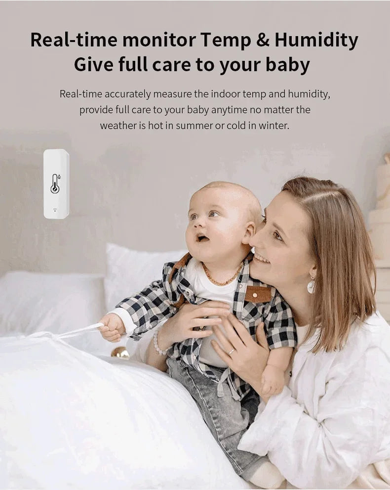 Smart Temperature and Humidity Sensor ZigBee 3.0 or WiFi App Monitor Tidesmit