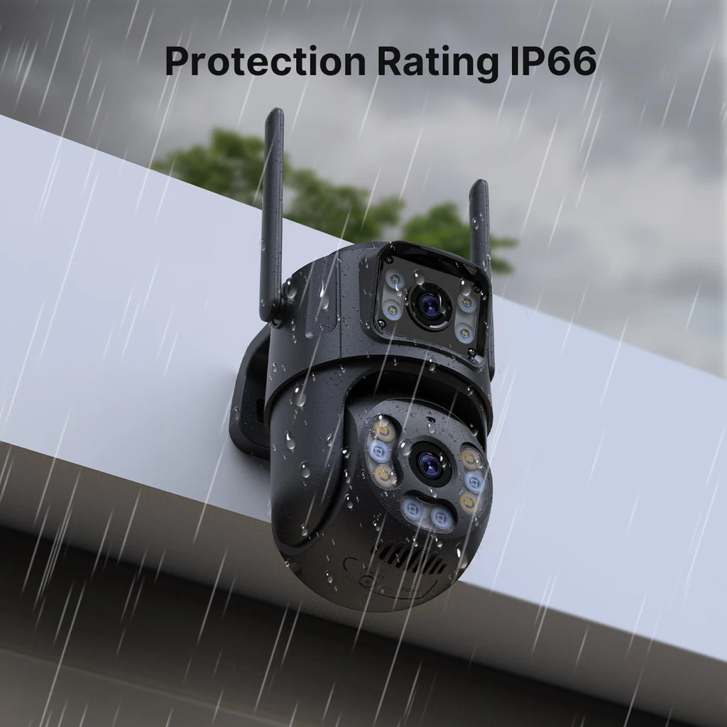WONSDAR HD Wifi PTZ Camera Outdoor Dual Lens Dual Screen AI Auto Tracking IP Camera CCTV Audio Video Surveillance P2P iCSee