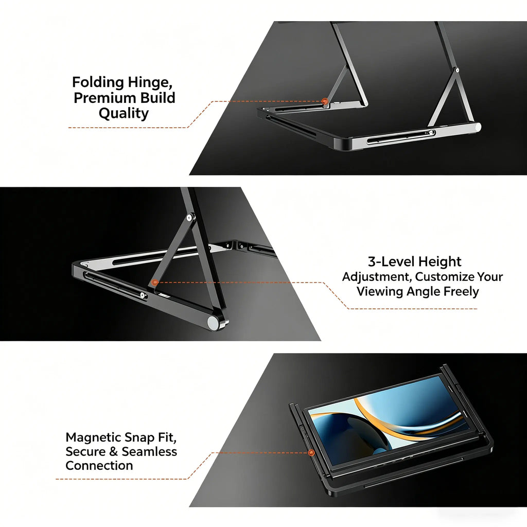 Sibolan 14" Three Screen Portable Monitor 60Hz 100% sRGB Metal Body HDMI USB-C Plug Tripe Laptop Screen Extender For Win mac OS