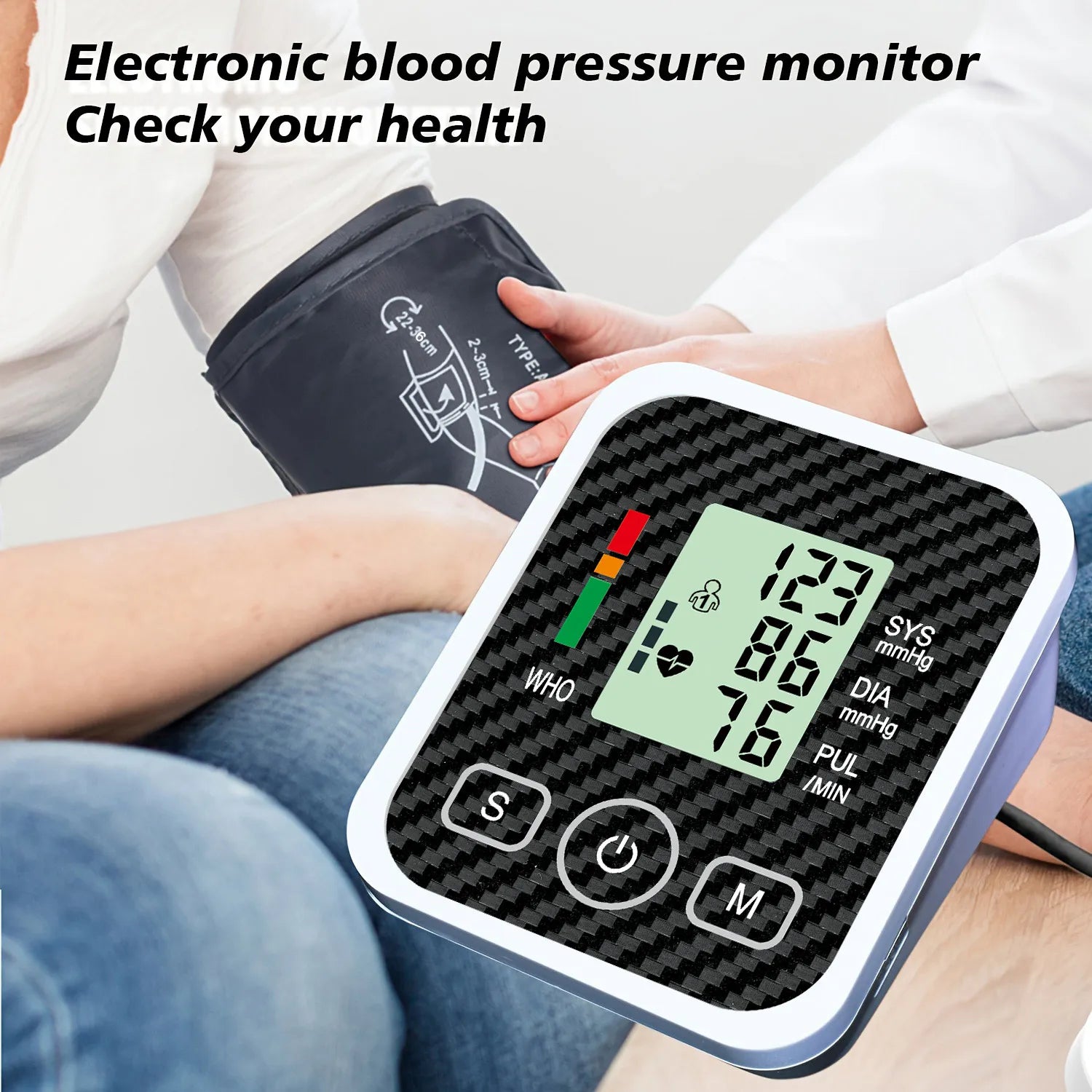 Automatic Digital Upper Arm Blood Pressure Monitor LCD & Cuff Medical Measuring BP & Pulse Rate Blood Pressure Monitors for Home