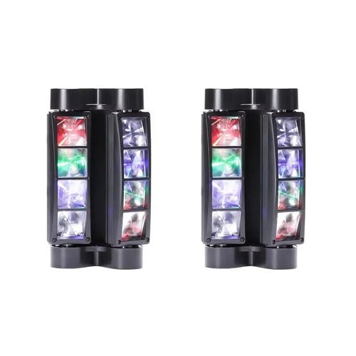 Pair of black mini LED spider lights with rectangular multi-lens panels, stage DJ fixture
