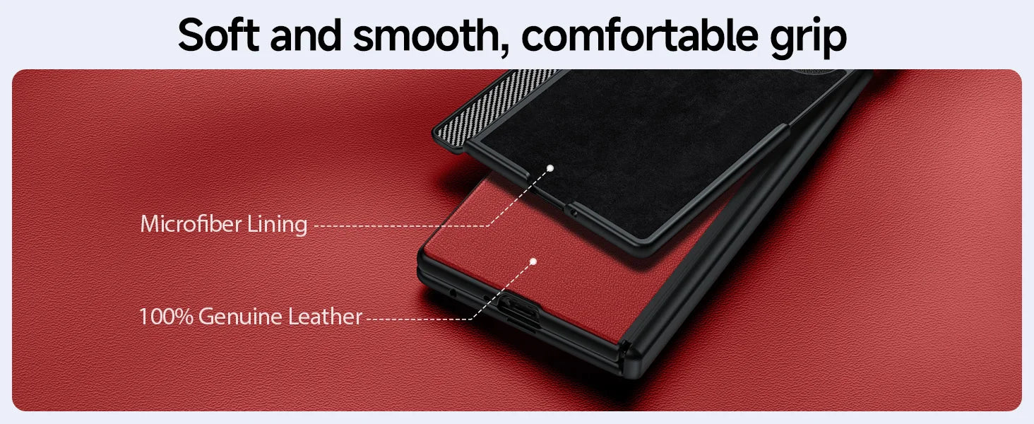 Samsung Galaxy Z Fold 7 Leather Case, Slim Magnetic Shock-Absorbing Cover Tidesmit