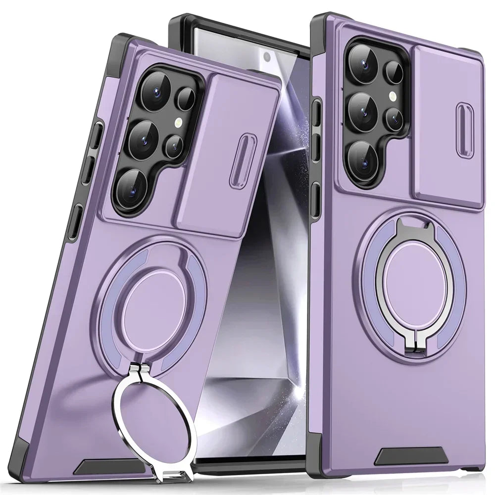 Samsung Galaxy S25 Magnetic Case with Camera Cover - Slim Fit Protection Purple Tidesmit