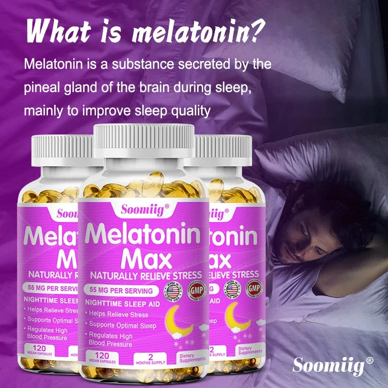 Melatonin - Dietary Supplement To Improve Nighttime Sleep Quality and Improve Insomnia, Reduce Waking Time, Boost Immunity