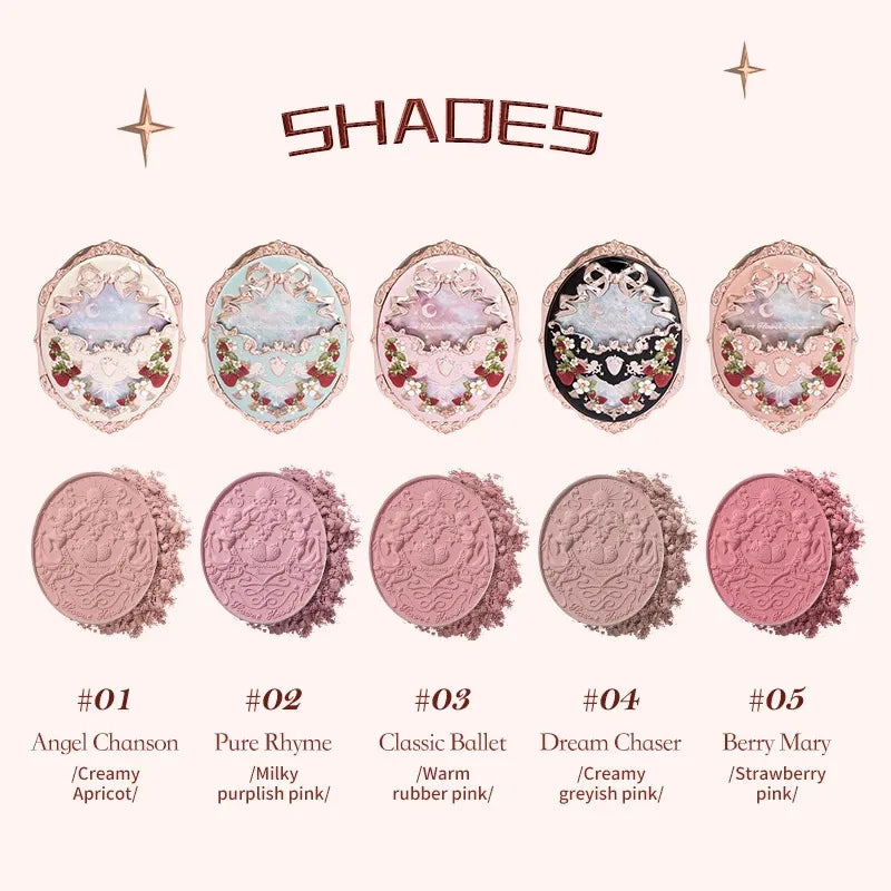 Tidesmit Flower Knows Strawberry Rococo embossed blusher texture close-up for long-lasting face makeup