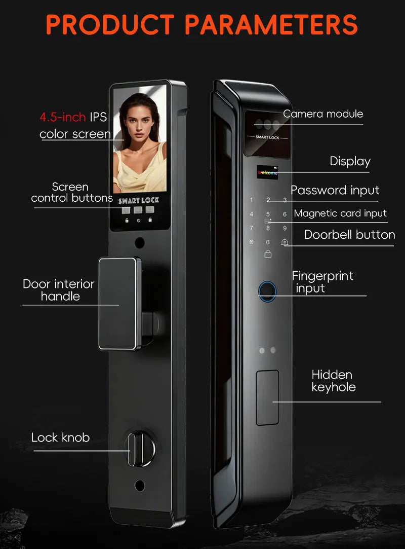 SANKESONG Tuya 3D Face Recognition Smart Lock with Security Camera Digital Electronic Intelligent Fingerprint Lock