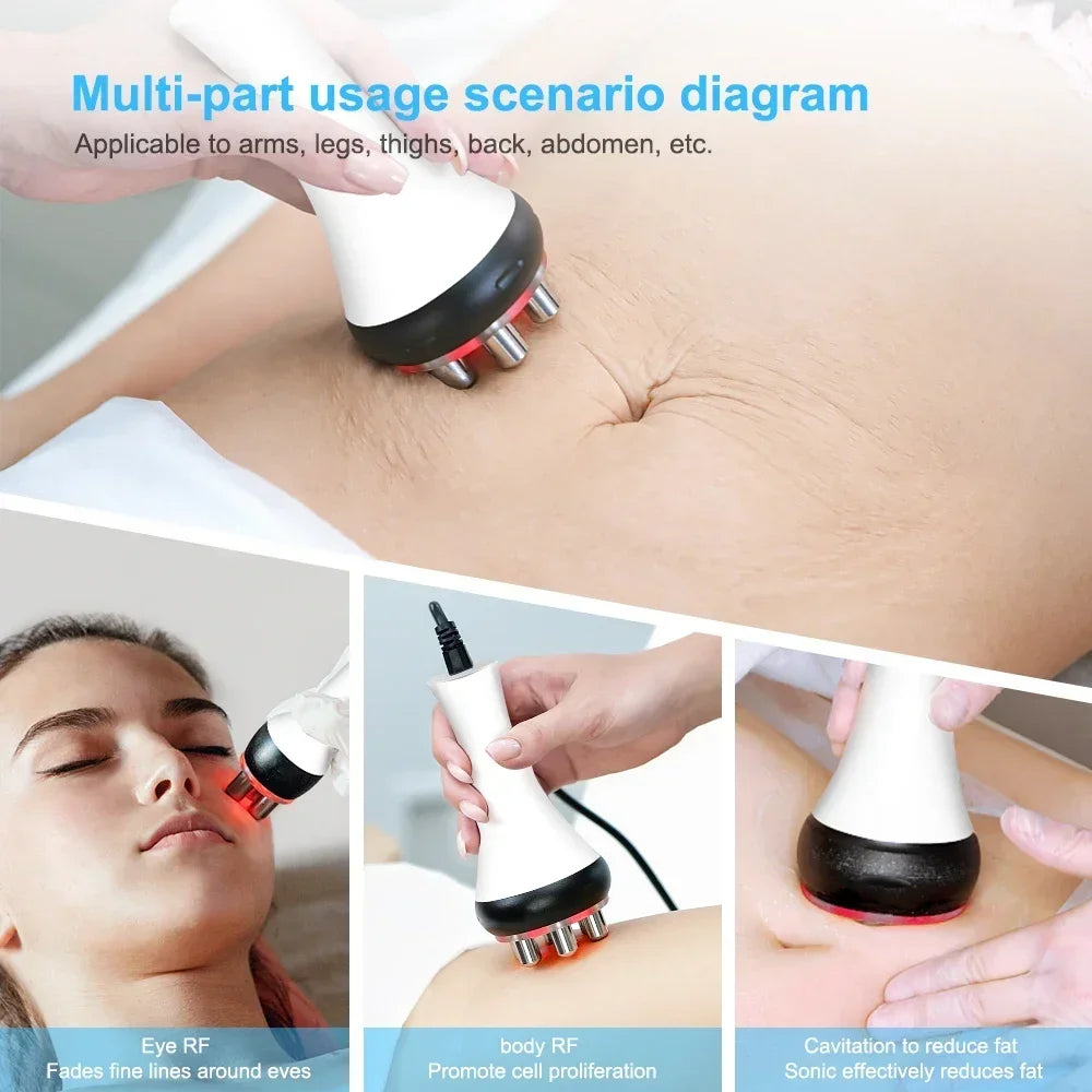 Ultrasonic Cavitation Body Slimmer with RF Skin Tightening - White Relaxation Treatment Tidesmit