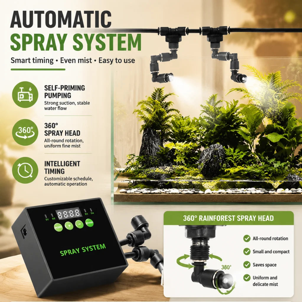 Water Plant Aquarium Rainforest Fish Tank Plant Timing Sprayer Reptile Humidification Intelligent Sprayer System Kit EU