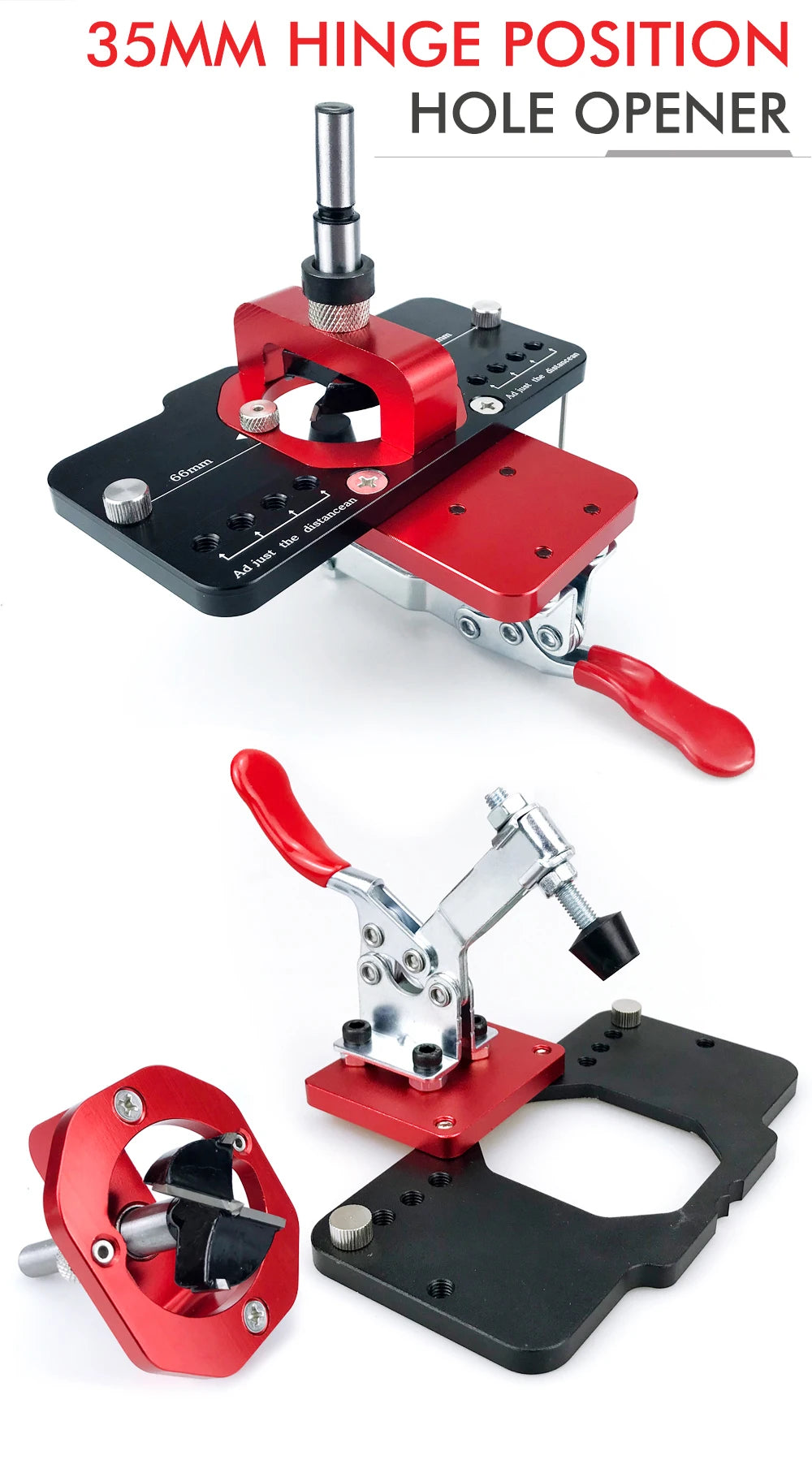 35mm Concealed Door Hinge Jig Accurate Locking Cabinet Hinge Jig Pocket Hole Jig Adjustable Quick Punch Cabinet Hardware Jig