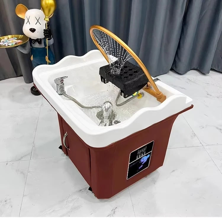 Japanese Head Spa Wash Basin Chair with Ceramic Sink - Tidesmit Massage Chairs Red Tidesmit