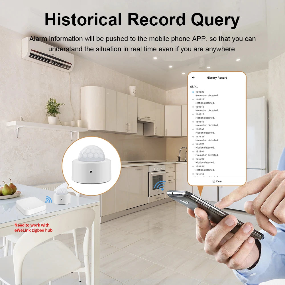 Zigbee PIR Motion Sensor - Smart Home Detector for Energy Efficiency Tidesmit