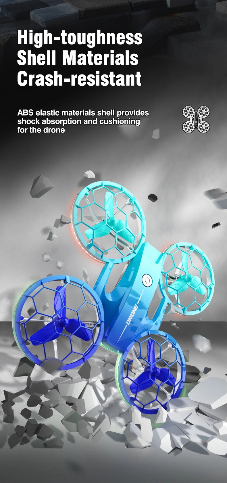 Mini RC Drone for Kids - UFO LED Beginner Drone with Obstacle Avoidance Tidesmit