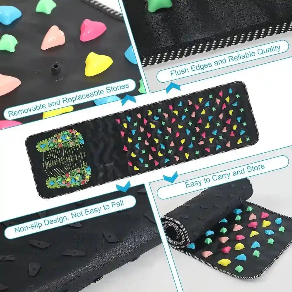 Portable foot massage reflexology mat with removable colorful acupressure stones for non-slip pain relief therapy.