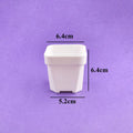 Small white square succulent planter pot; dimensions 6.4 cm shown