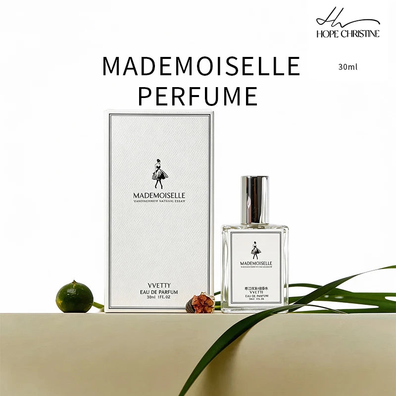 Hope Christine Mademoiselle EDP, 30ml rectangular bottle. Fresh floral fruity perfume for women, light elegant scent.