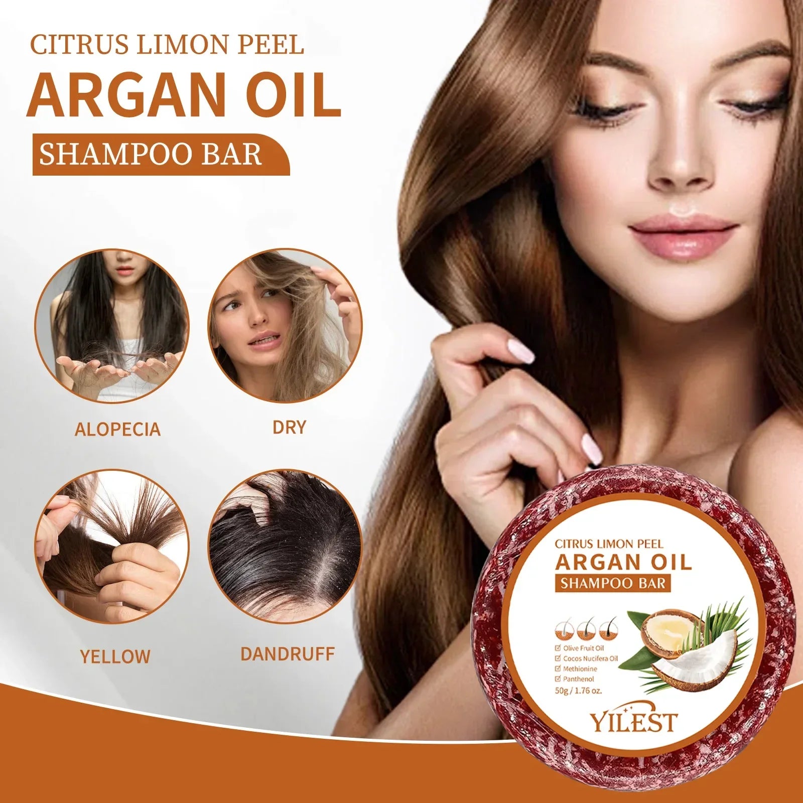 4 Pcs Argan Oil Shampoo Bar - Supports Hair Retention, Repairs Damaged Frizzy Hair, Gentle Scalp Moisturizing Treatment.
