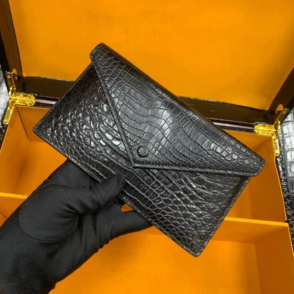 Authentic crocodile leather women's handbag fashion party bag girl high-quality crocodile wallet well-known design card bag