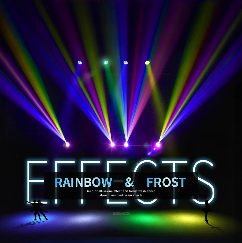 New Arrival SHEHDS 2PCS MINI 230W 7R Beam Bulb Moving Head Lighting Rainbow for Wedding Nightclub Theater Disco Performance