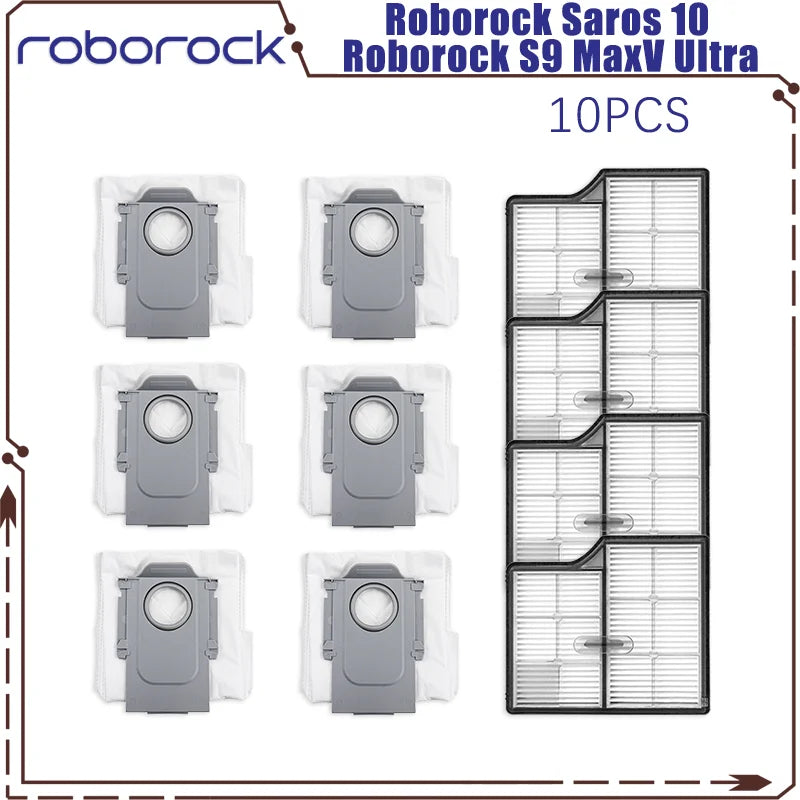 Tidesmit replacement parts kit for Roborock Saros 10 and S9 MaxV Ultra including brushes, filters, and mop pads