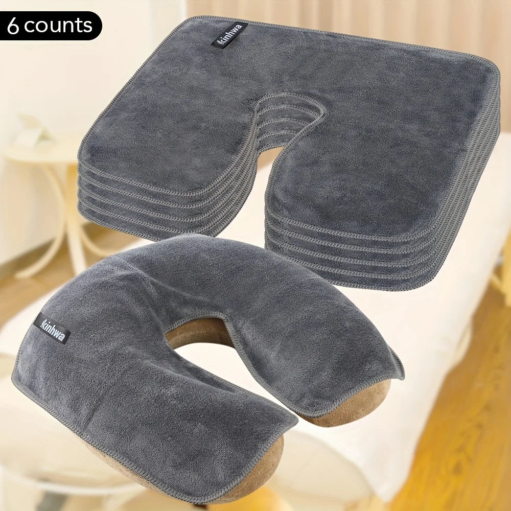 Microfiber Face Cradle Covers - 6pc Washable Soft SPA Head Pads Relaxation Treatment gray 6pcs Tidesmit