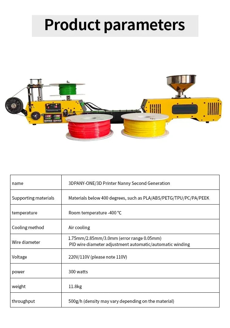 PLA-CF PETG-CF HT400 Bumblebee Extruder 3D Priting Filament Extrusion Machine Desktop Extruder Machine for DIY and Small Factory