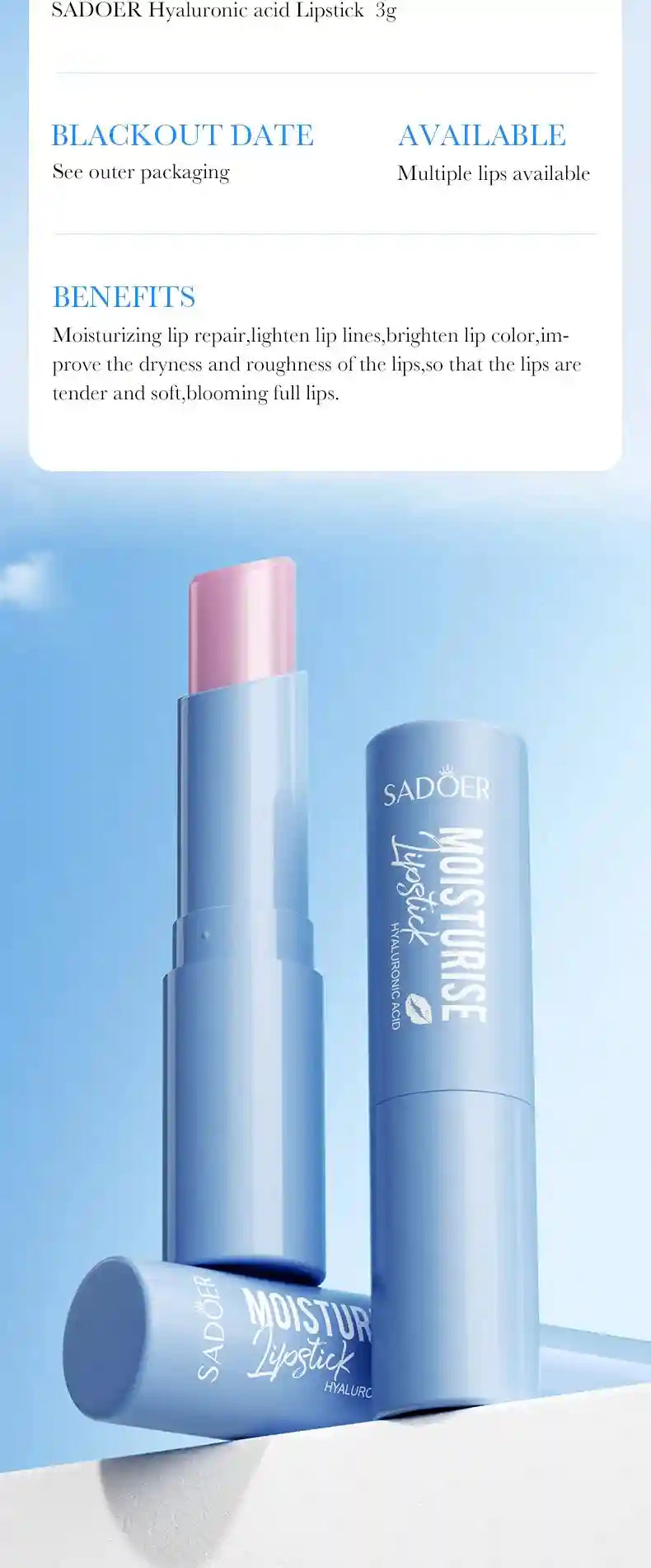 Hyaluronic Acid Lip Balm for Dry Lips - Deep Hydration Lip Care Set Lip Care Tidesmit