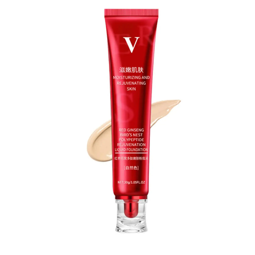 Tidesmit 30g Red Upgrade FV foundation texture close-up featuring full coverage waterproof oil control base makeup
