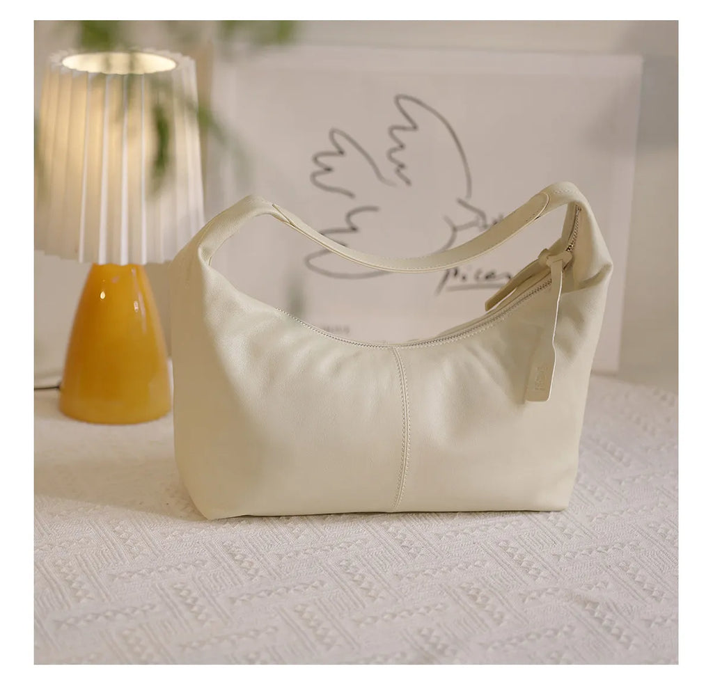 casual designer high quality soft vegetable tanned cowhide ladies shoulder bag fashion genuine leather women underarm bag
