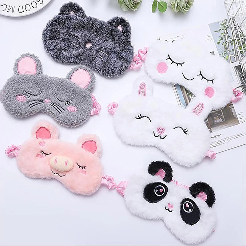 1pc Sleeping Mask Sleeping Blindfold Soft Plush Eye Masks Cute Cat Eye Cover Plush Mask Eyepatch Nap Health Eye Cover