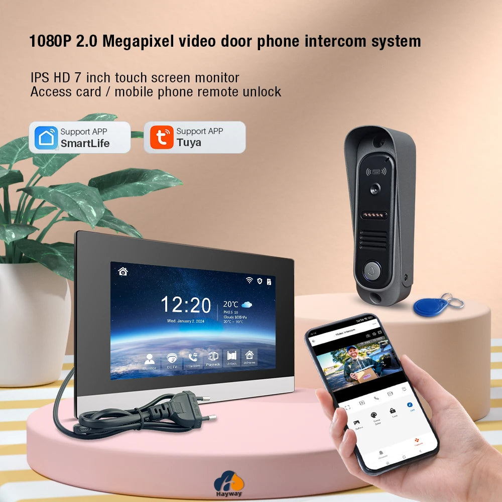 1080P Video intercom  System DoorPhone for Home  TUYA Wireless WiFi Smart with  Infrared night vision doorbell Motion detection