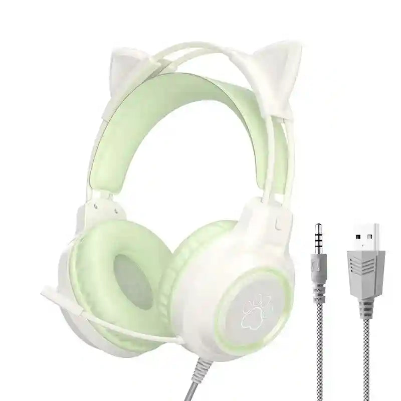 Wired Gaming Headphones: Noise-Canceling Over-Ear Audio - SY-G35 Series SY-G35 Green Cat Tidesmit