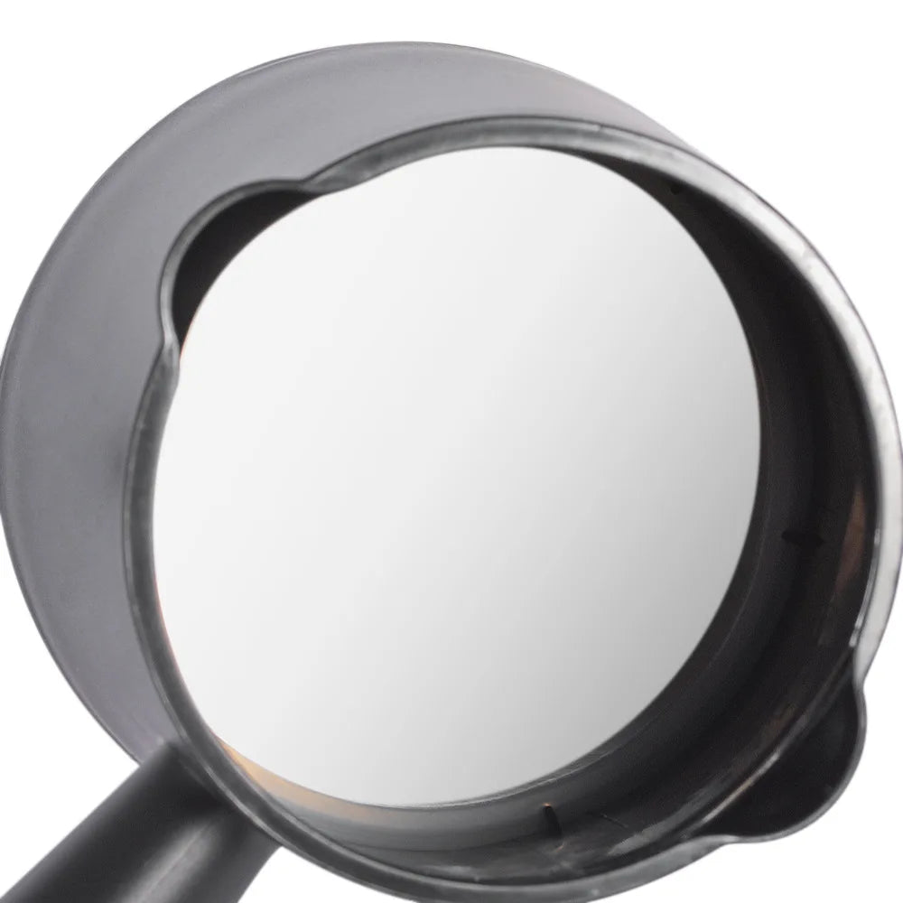 Black plastic top lid and handle replacement part for coffee or tea maker, circular design, close-up view.