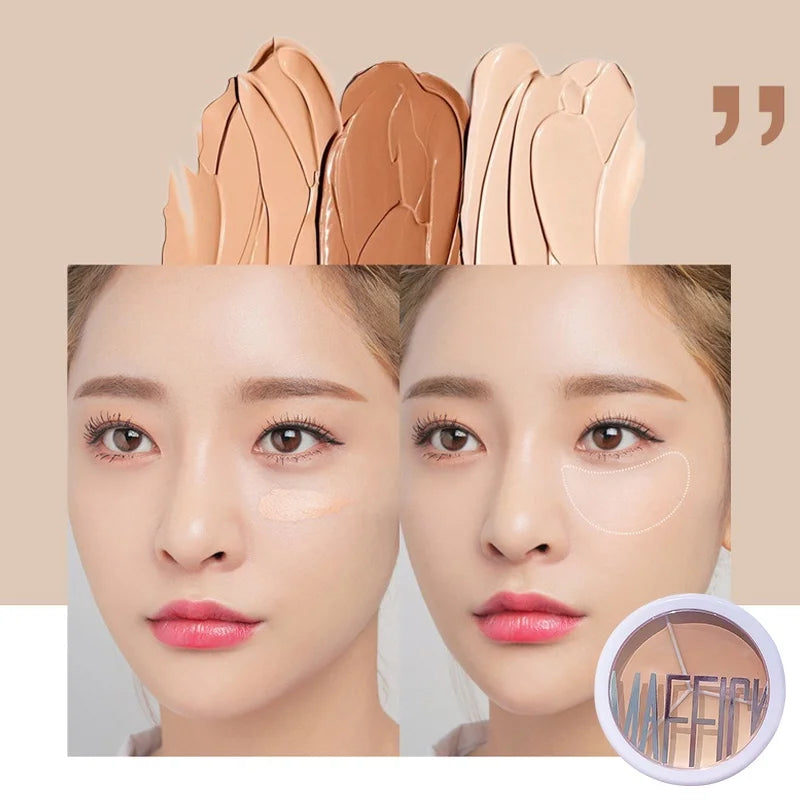 Tidesmit 3-Color Concealer Palette texture close-up for professional dark circle correction and face makeup coverage