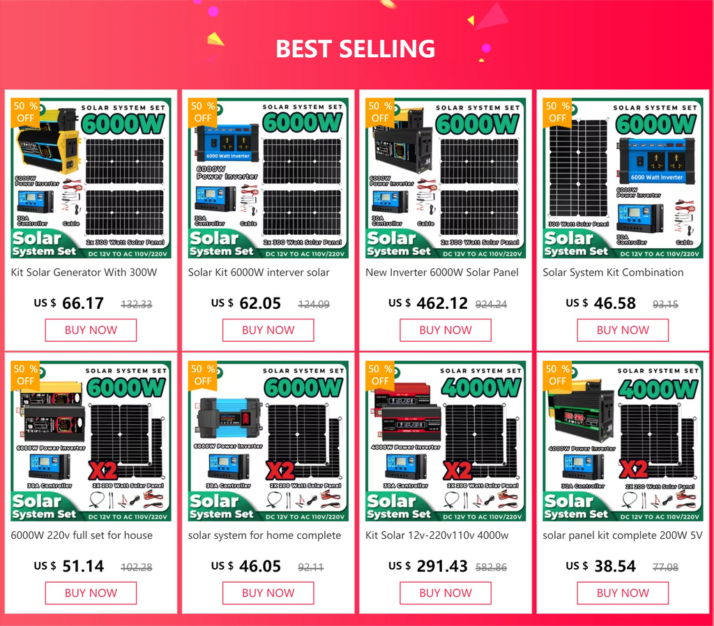 6000W 220v full set for house Inverter 30A Controller 200W Solar Panel Portable solar generator photovoltaic kit Camping For Car