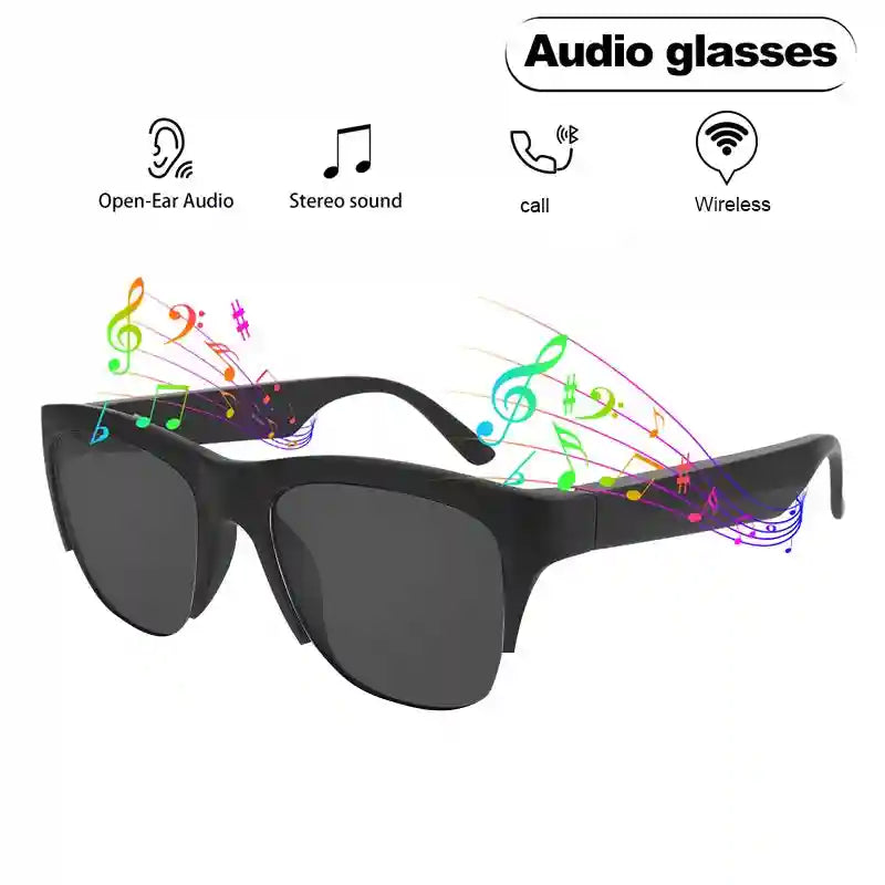 Smart Bluetooth Audio Sunglasses - Wireless Hands-Free Spatial Audio Black Tidesmit