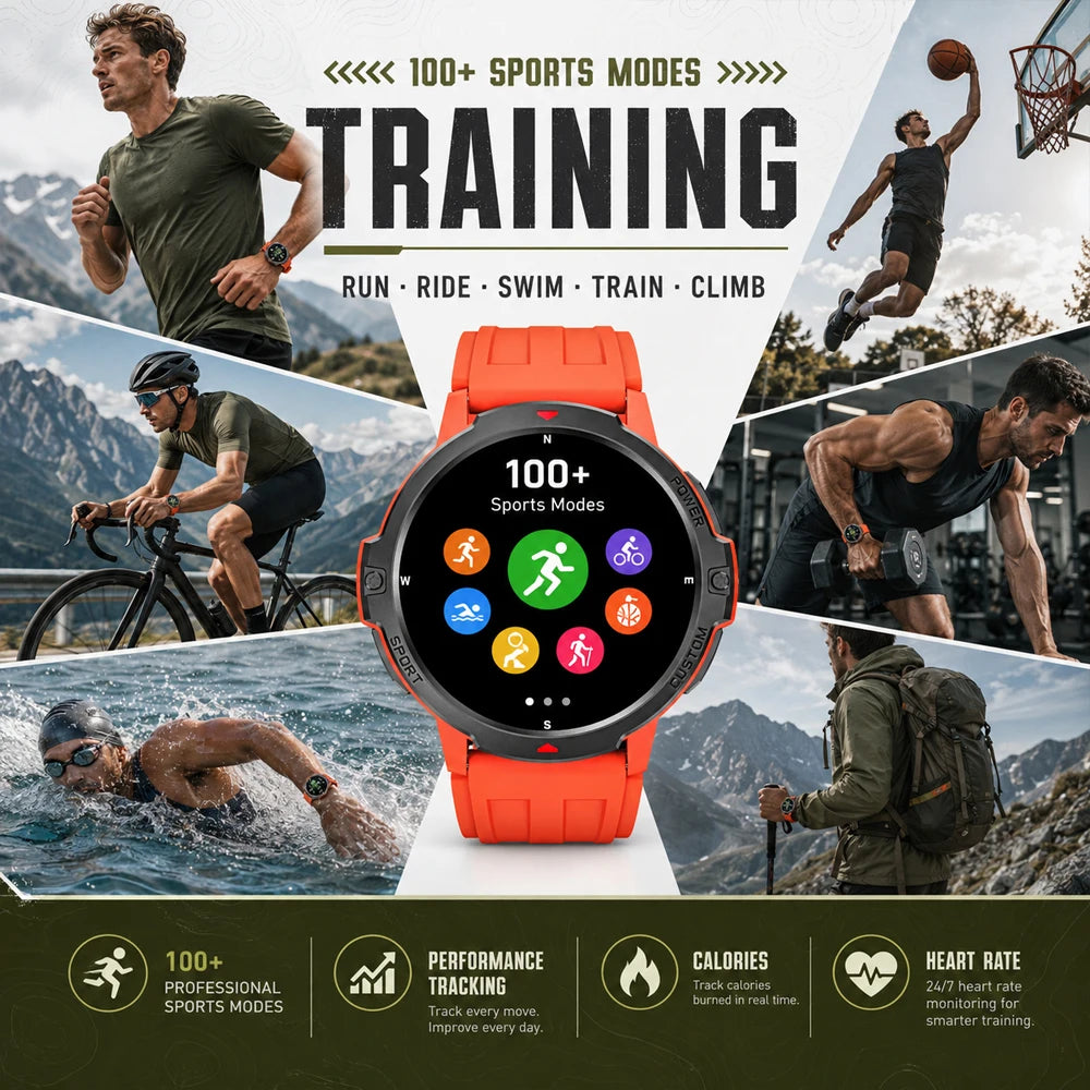 2026 NEW GPS Smartwatch 1.46 Inch 3ATM Waterproof 6-Axis Gyroscope Sports Watch for Men Women Android Fitness Tracker