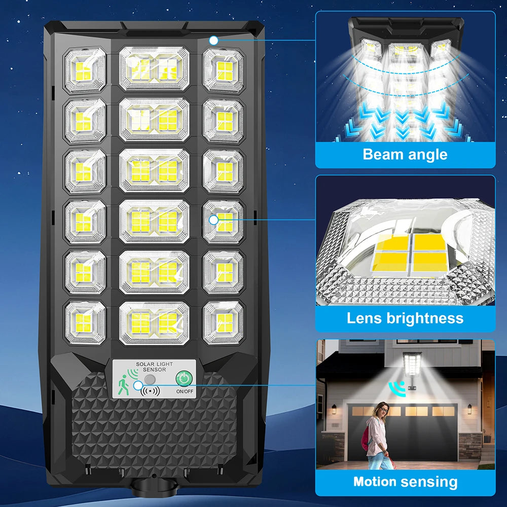 LED Solar Street Lights Outdoor Waterproof 50000LM Wide Angle Solar Light Parking Light Motion Sensor for Security Street Light