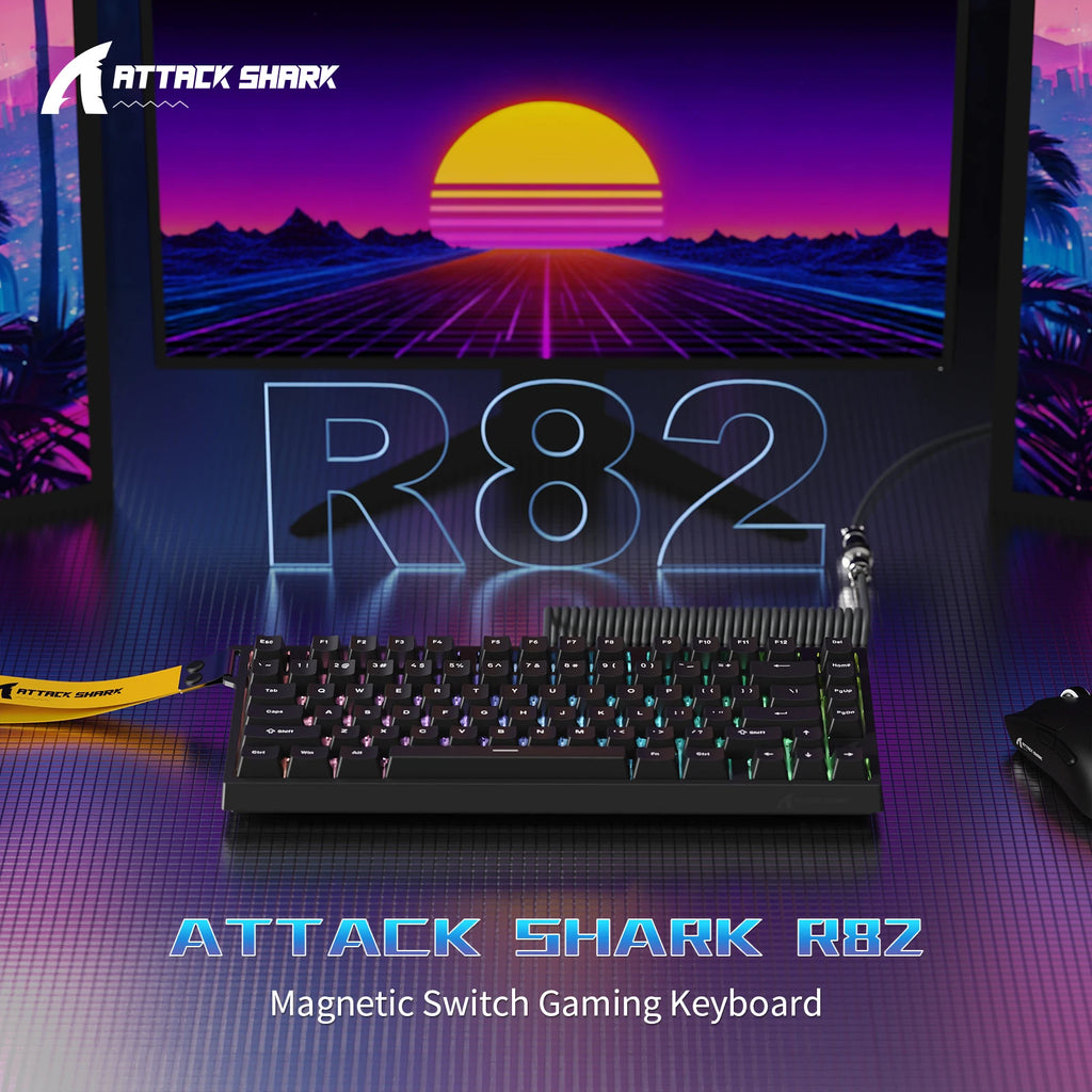 ATTACK SHARK R82 HE Rapid Trigger Wired Mechanical Gaming Keyboard TKL NKRO with 8K Polling,0.005mm RT Accuracy,256K Scan Rate,