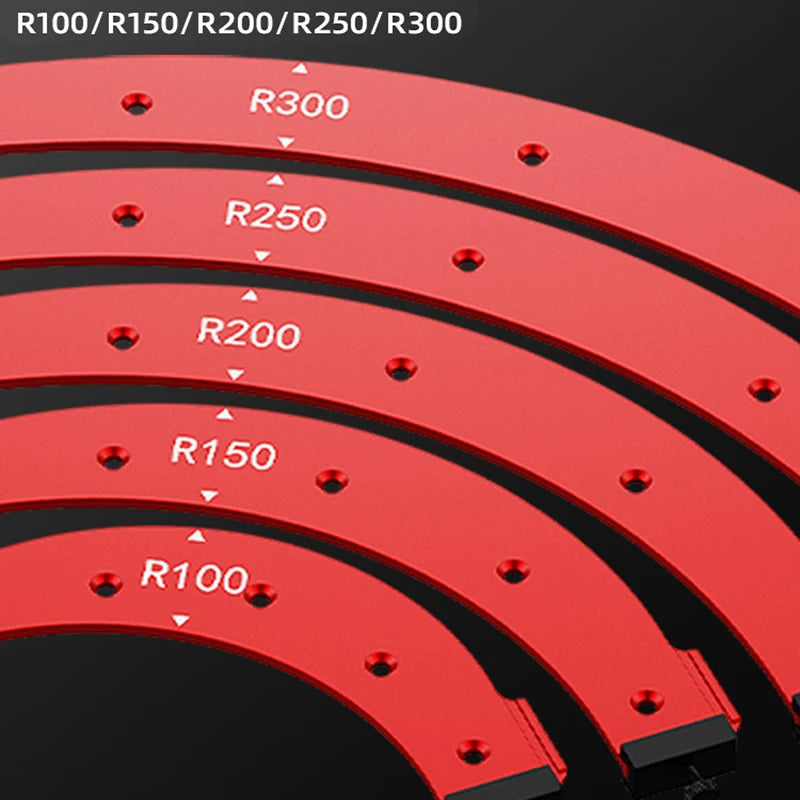 R100-R300 Radius Jig Woodworking Router Templates Arc Angle Positioning Template Corner Radius Reusable Positioning Tool