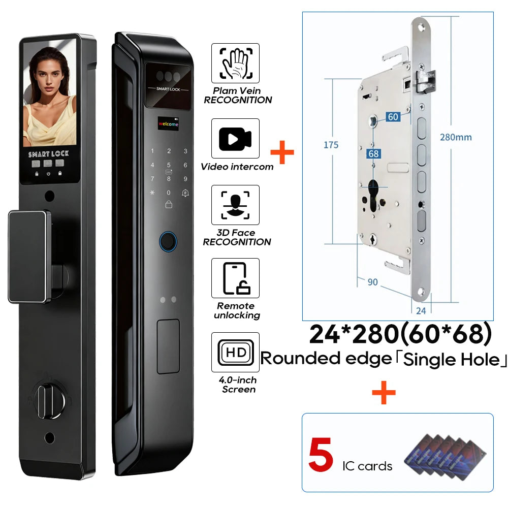 SANKESONG Tuya 3D Face Recognition Smart Lock with Security Camera Digital Electronic Intelligent Fingerprint Lock