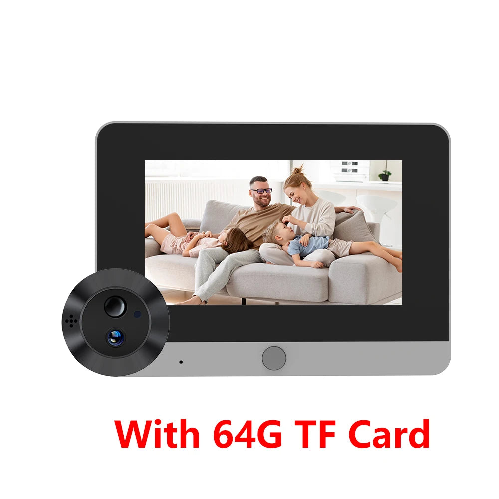 5Inch 10000mAh Two Way Audio 2MP Tuya SmartLife WiFi Digital Door Eye Peephole Viewer Infrared 940NM Night Vision PIR Camera