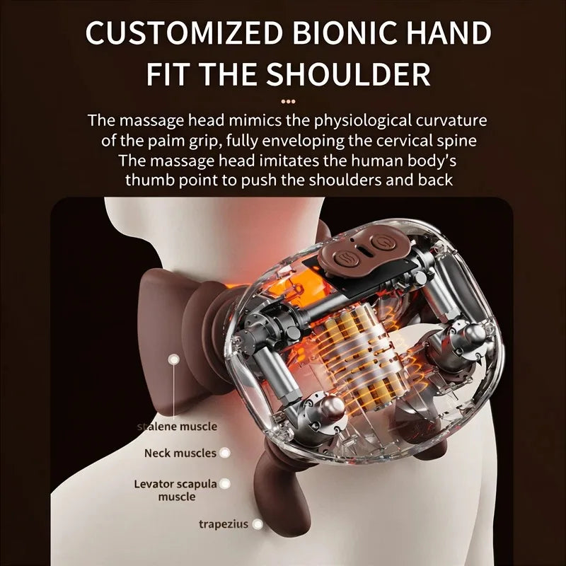 Portable Neck Massager: Deep Tissue Muscle Relief with Heat Therapy Massage Cushion Tidesmit