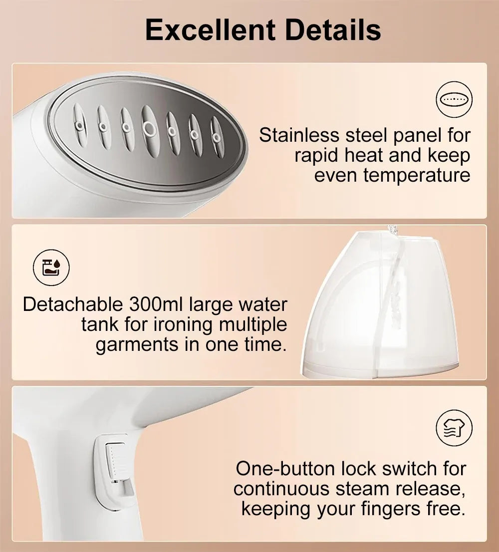 Tidesmit Portable Handheld Clothes Steamer 1500W 300mL