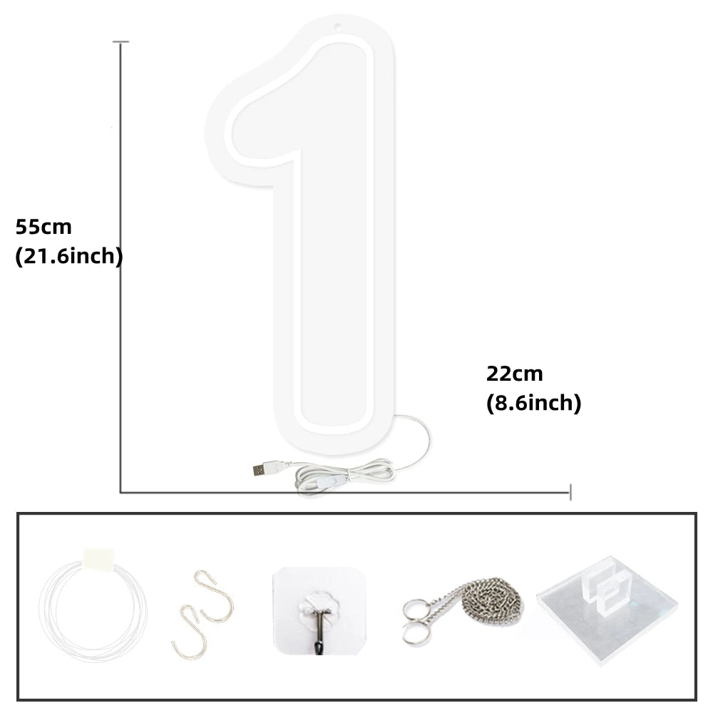 LED Neon Number Sign for Weddings | Customizable Event Lighting 76-100cm Tidesmit