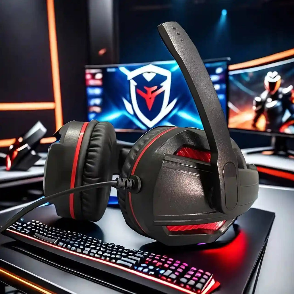 Wired Gaming Headset with Mic - Over-Ear Stereo Audio, Red or White Tidesmit