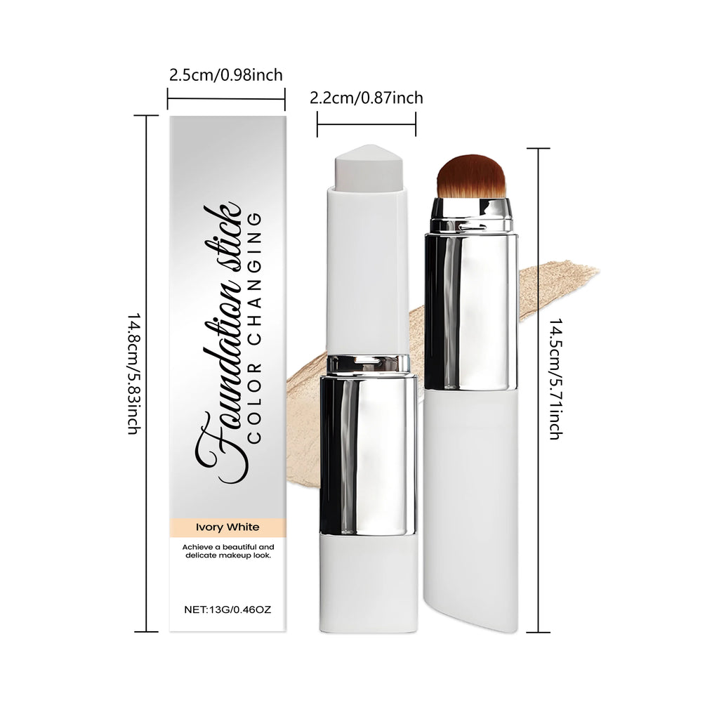 Tidesmit ivory white two in one color changing foundation stick showing smooth matte texture and skin care benefits