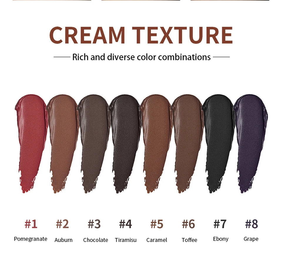 Tidesmit 8-color eyebrow cream highlighter palette with shimmer and matte shades for long-lasting natural face makeup