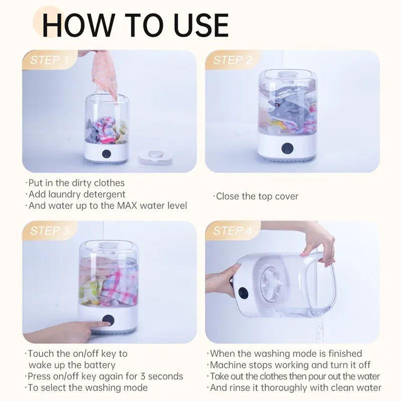 Tidesmit 4L Mini Wireless Portable Washing Machine